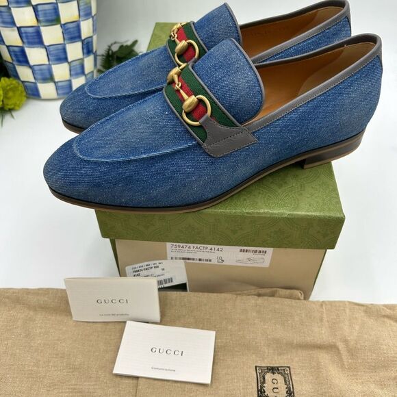 Men’s Gucci horse bit denim loafers size 10 made in Italy - Picture 4 of 10